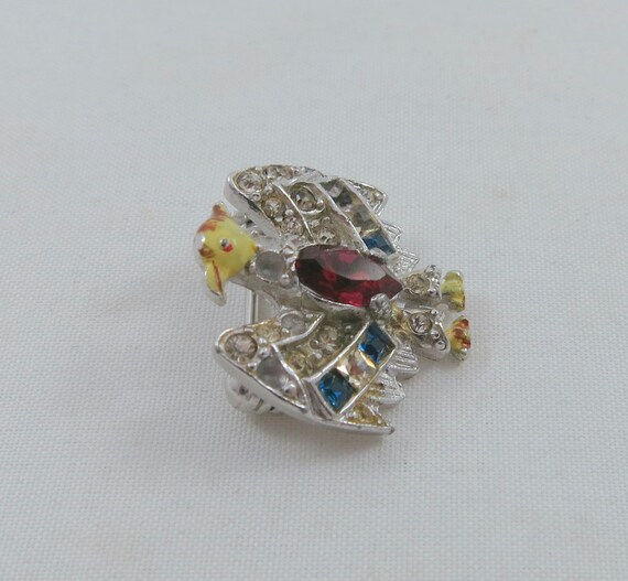 Rare Signed Coro Enameled Rhinestone Small Eagle … - image 4