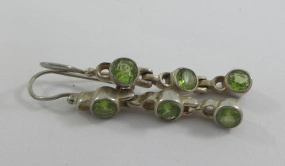 Sterling Silver Multi Peridot Dangle Earrings - image 1