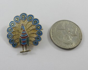Broche Vintage XXL En Forme De Paon - Argent Filigrané 925 - Dimensions 38x80mm - Occasion