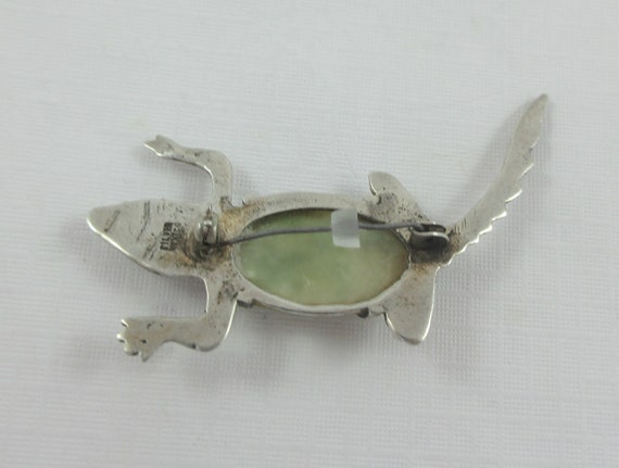 Early Mexico Sterling Silver Alligator Green Ston… - image 7