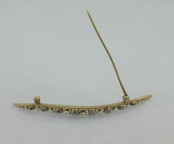 Victorian 14k Yellow Gold Crescent Moon Topaz and… - image 7