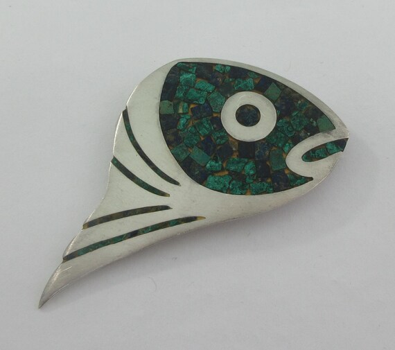 Enrique Ledesma Sterling Silver Stylized Mosaic Fish Brooch