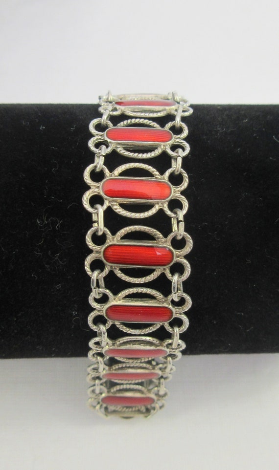 Arne Nordlie Norway 830 Silver Red Enamel Guilloc… - image 3