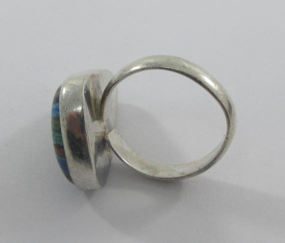 Adjustable Sterling Silver Rainbow Calsilica Ring… - image 8