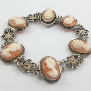 Camexco 800 シルバー シェル カメオ フローラル ブレスレット - Etsy 日本