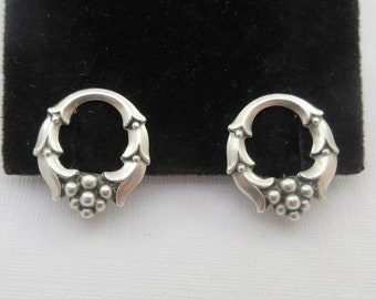 Carl M Cohr Denmark Art Nouveau 830 Silver Open Clip Earrings