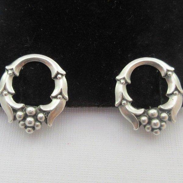 Carl M Cohr Denmark Art Nouveau 830 Silver Open Clip Earrings