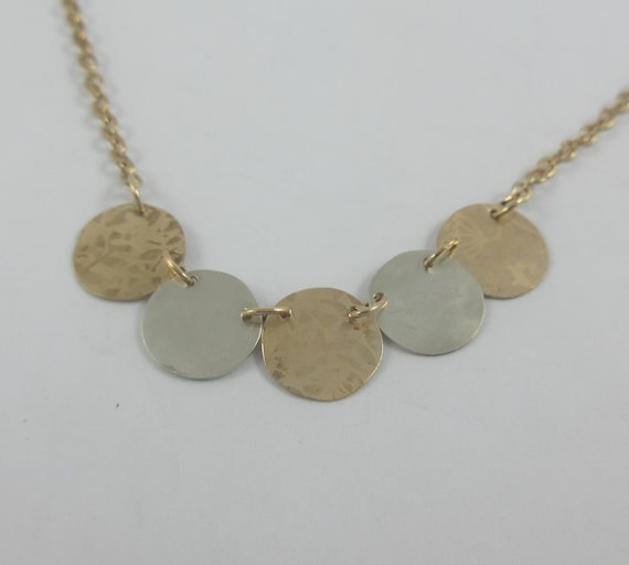 Holly Yashi Gold Silver Tone Floral Discs Necklace - image 1
