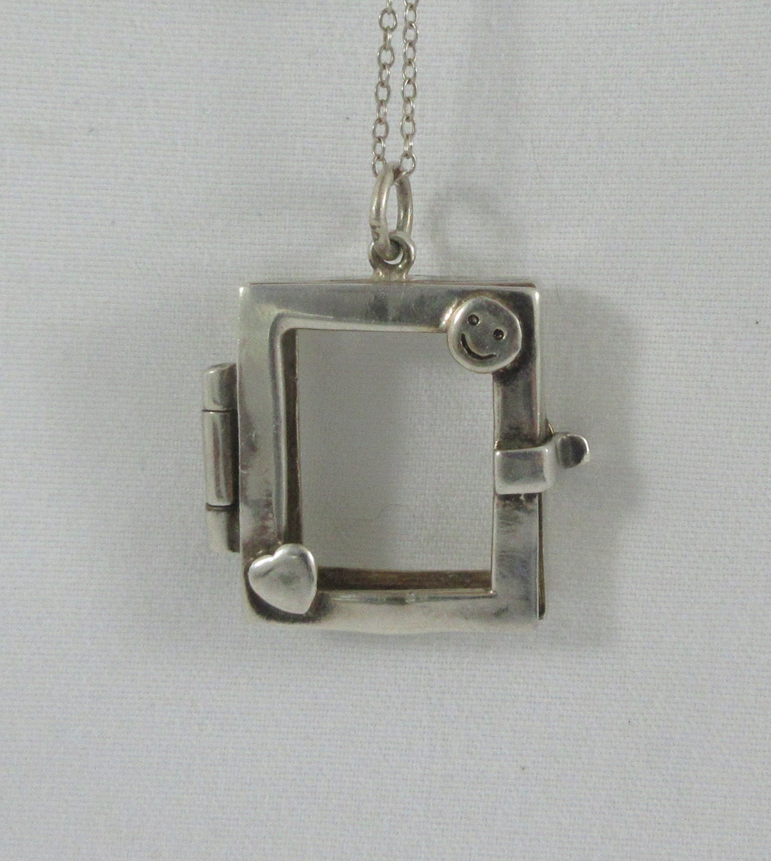 Sterling Silver Open Locket Pendant W. Sterling Silver Chain - Etsy