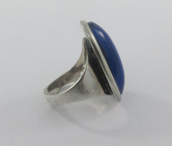 Adjustable Sterling Silver Blue Glass Ring- size 6 - image 5