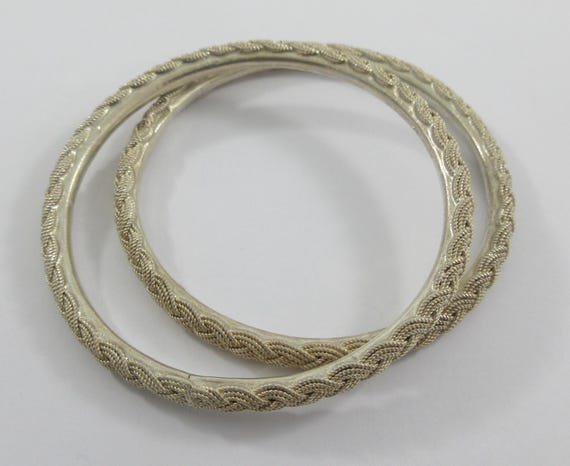 Sterling Silver Braided Bangle Bracelets - image 4