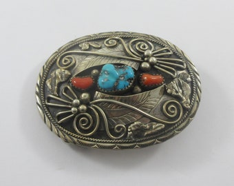 ターコイズコーラルフローラルデザインネイティブアメリカンの大型