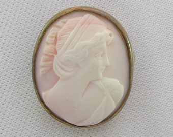 Antique Pink Shell Cameo Antique Cameo Victorian Pink Cameo Bridal Cameo Wedding Cameo Victorian Angel Skin Cameo Carved Shell Cameo