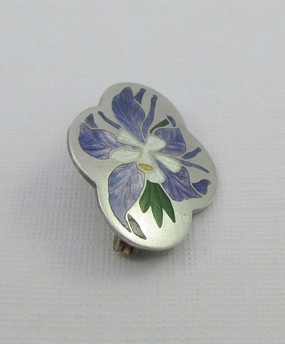 Antique Small Art Nouveau Sterling Silver Enamel … - image 5