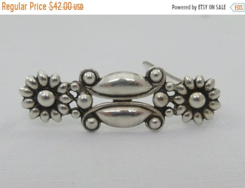 Sale Sterling Silver Art Nouveau Style Floral Bar Brooch
