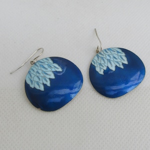 Vintage Early Laurel Burch Large Sterling Silver Blue Enamel Round Discs- as it is