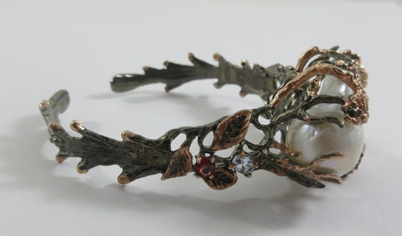 Statement Large Sterling Silver Baroque Pearls Mu… - image 6