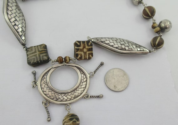 Artisan Made Sterling Silver Tribal Ethnic Beaded… - image 2