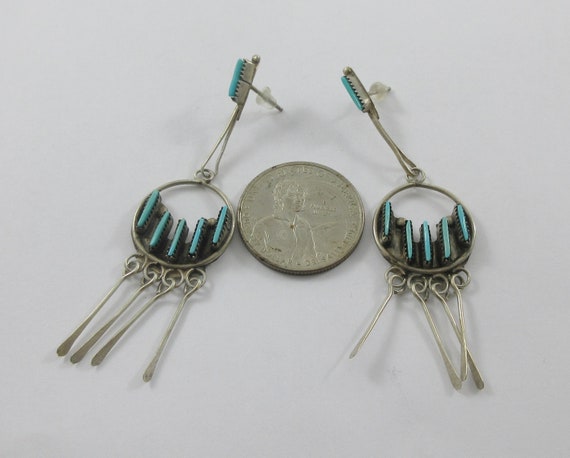 Southwestern Sterling Silver Petit Point Turquois… - image 2