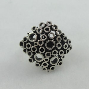 1970 Modernist Finland E. Erik Granit Co. Mid Century Sterling Silver Cluster Open Ring- Size 7