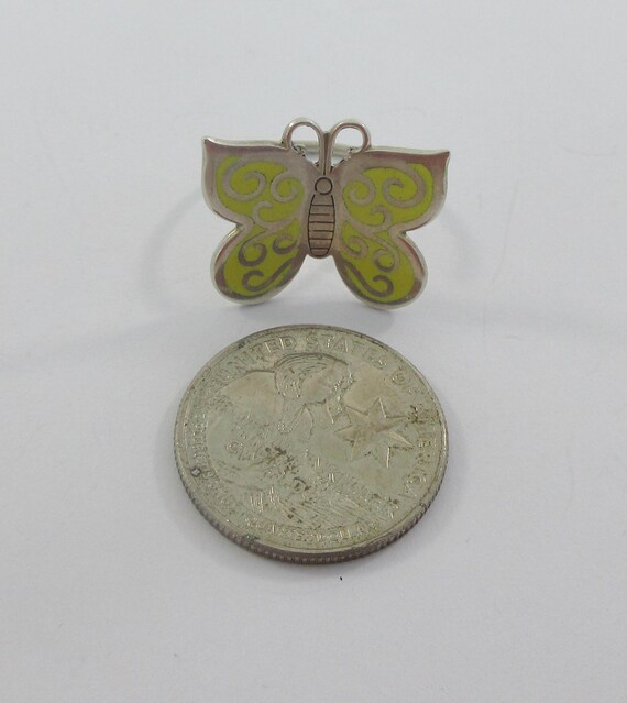 Adjustable Sterling Silver Enameled Butterfly Toe… - image 2