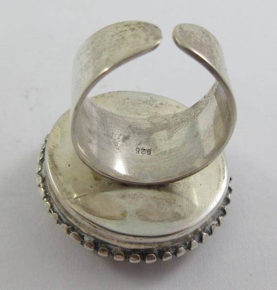 Statement Sterling Silver Round Red Agate Adjusta… - image 8