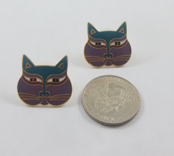 Signed Laurel Burch "Siamese Cats" Stylized Cats … - image 2