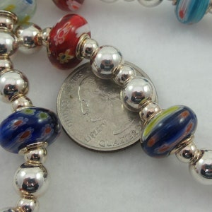 Italy Sterling Silver Multi Ball Millefiori Ball Chain Necklace image 2