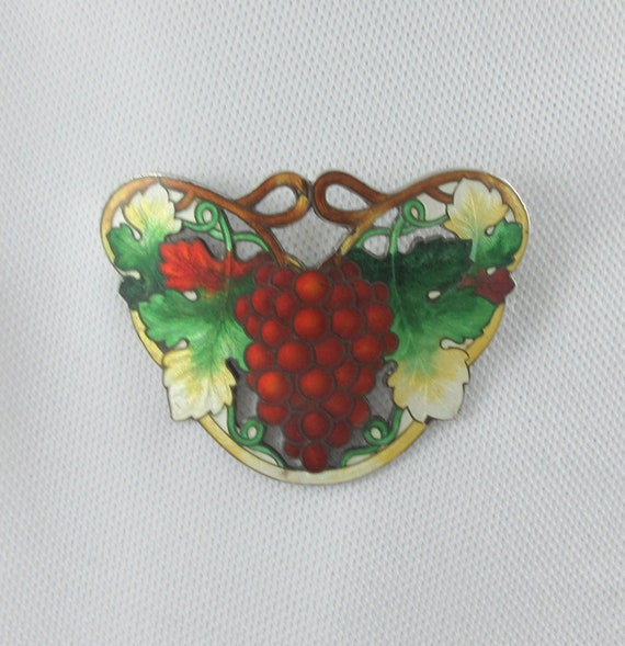 Antique Large Art Nouveau Sterling Silver Enamel … - image 5