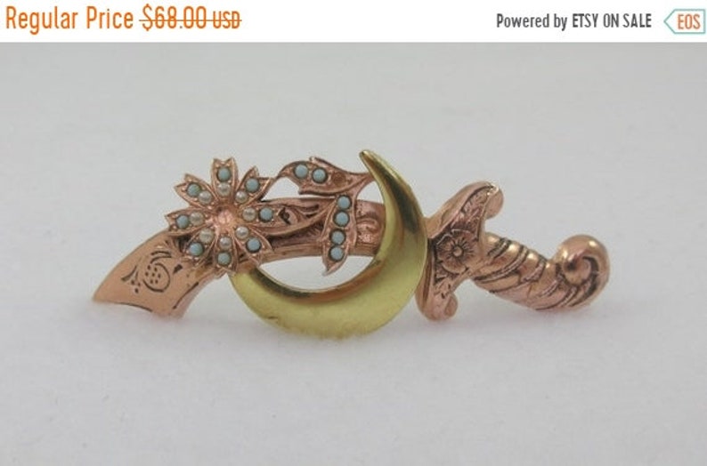 SaLe Coro Adolf Katz Gold over Sterling Moon Scimitar Brooch - P SaLe Coro Adolf Katz Gold over Sterling Moon Scimitar Brooch - P