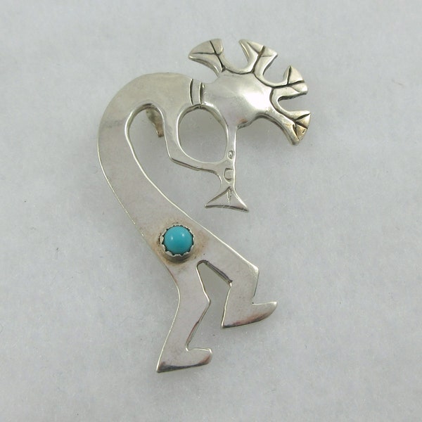 Glen Sandoval Sterling Silver Kokopelli Turquoise Pendant