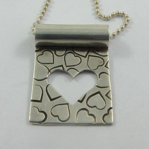 Artisan Signed Sterling Silver Open Heart Pendant w. Sterling Silver Chain