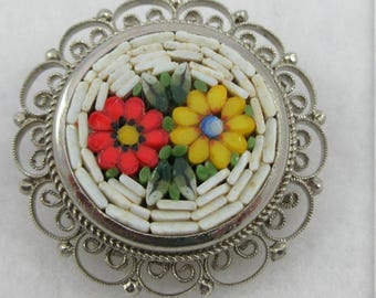 Scegli la tua preferita! Spille rotonde ovali in micro mosaico color argento italiano con tessere color oro