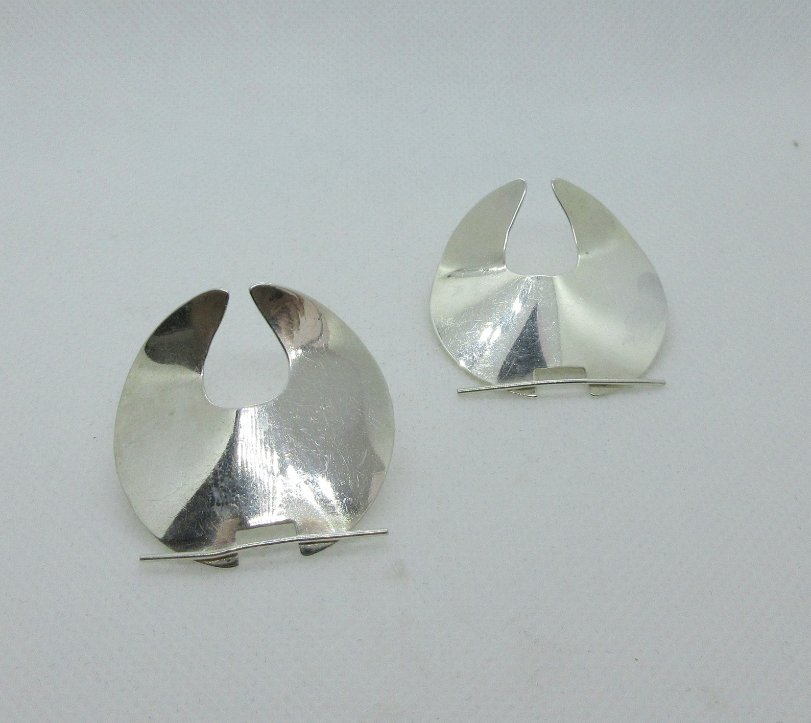 Sale Large Modernist Sterling Silver Stylized Fortune Cookies Etsy
