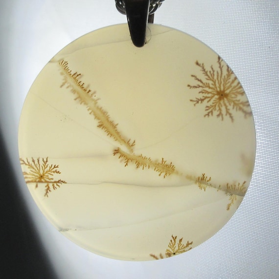 Sterling Silver Dendritic Agate Pendant w. Sterling Silver Chain