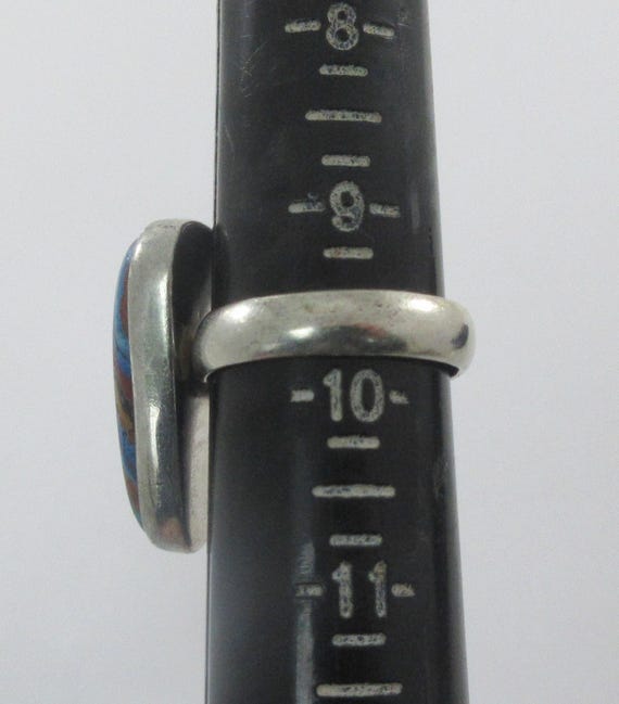 Adjustable Sterling Silver Rainbow Calsilica Ring… - image 9