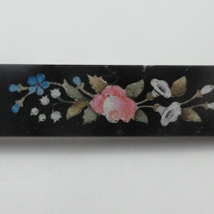 Antique Gold Filled Floral Pietra Dura Floral Mosaic Bar Brooch- As it is