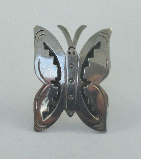 Southwestern Sterling Silver Butterfly Brooch