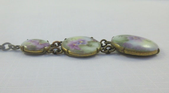Victorian Hand Painted Porcelain Watch Fob or Cha… - image 5