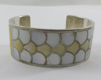 Wide Zuni Sabin M Chavez Sterling Silver Abalone Mother of Wide Zuni Sabin M Chavez Sterling Silver Abalone Mother of