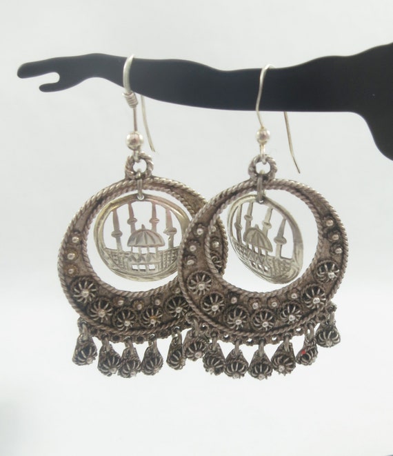 Ethnic 900 Silver Signed 900 i.A Cannetille Dangle