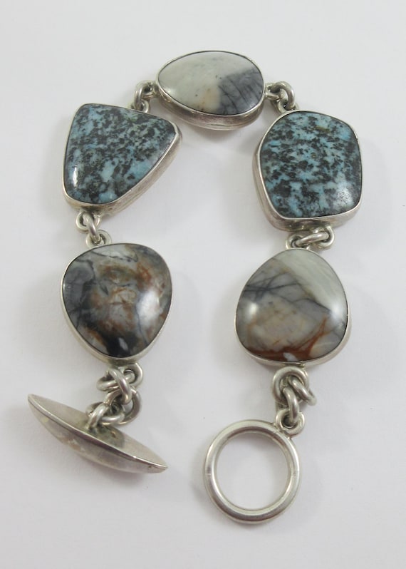 Sterling Silver Multi Stone Geometric Bracelet - image 8