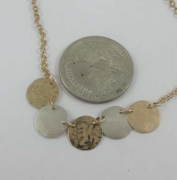 Holly Yashi Gold Silver Tone Floral Discs Necklace - image 2