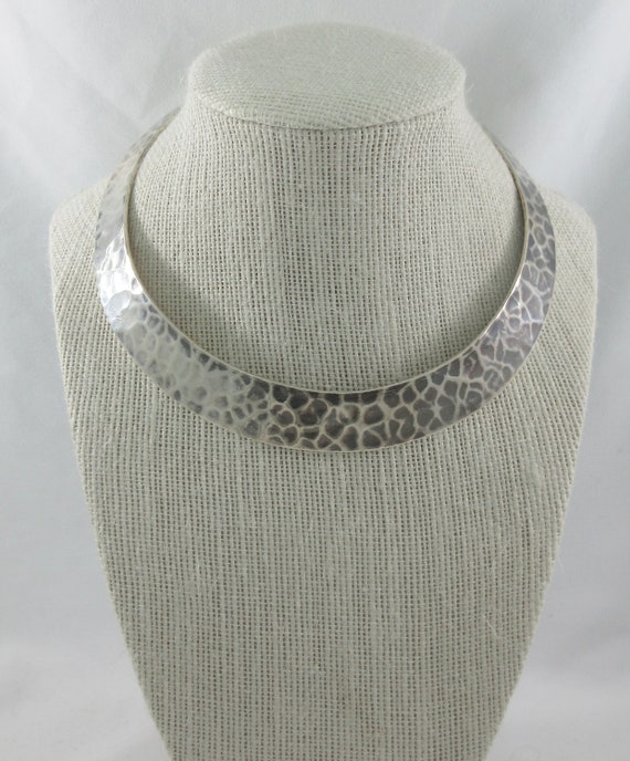 Open Back Collar Necklace 3mm Hammered Sterling Silver Open Back Collar Necklace 3mm Hammered Sterling Silver
