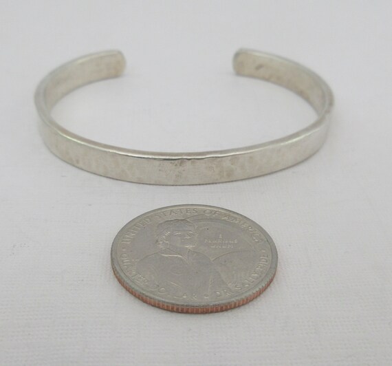 Sterling Silver Hammered Simple Cuff Bracelet - image 2