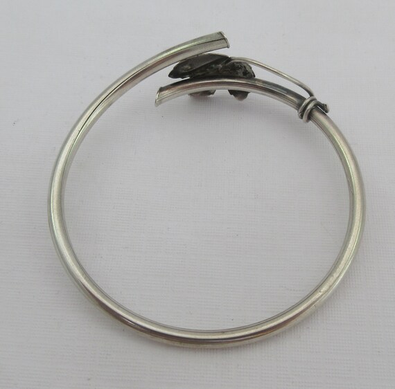 Antique Sterling Silver Ivy Bangle Bracelet - image 6