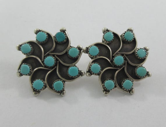 Native American Sterling Silver Turquoise Studs Earrings