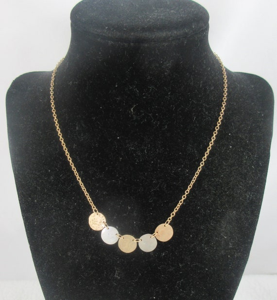 Holly Yashi Gold Silver Tone Floral Discs Necklace - image 3