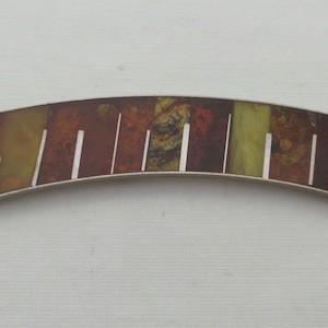 Poland Long Sterling Silver Mosaic Amber Piano Brooch C Clasp