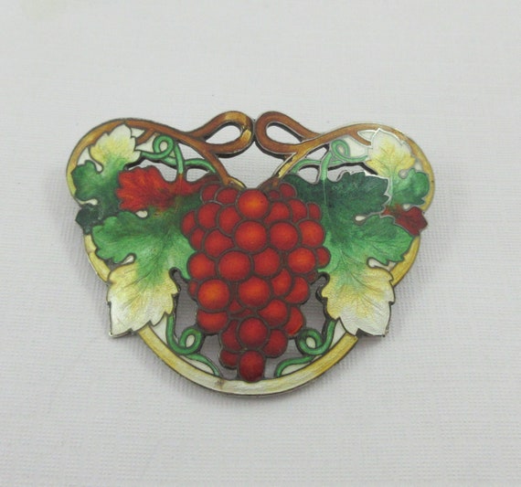 Antique Large Art Nouveau Sterling Silver Enamel … - image 1